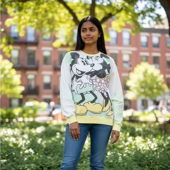 Vintage Disney Mickey and Minnie Mouse Oversized Pastel Sweatshirt 3X Disneyana - Picture 3 of 11
